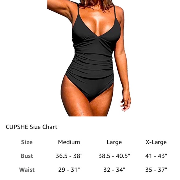NWT CUPSHE Women’s One Piece Swimsuit Tummy Control V Neck Bathing Suit - Picture 4 of 13